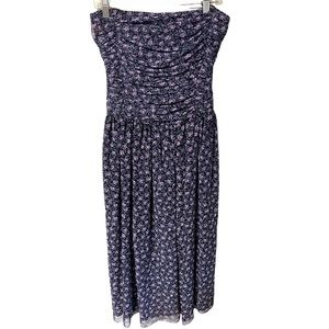 Jane Scaffhausen vintage 70's designer ruched delicate floral evening gown